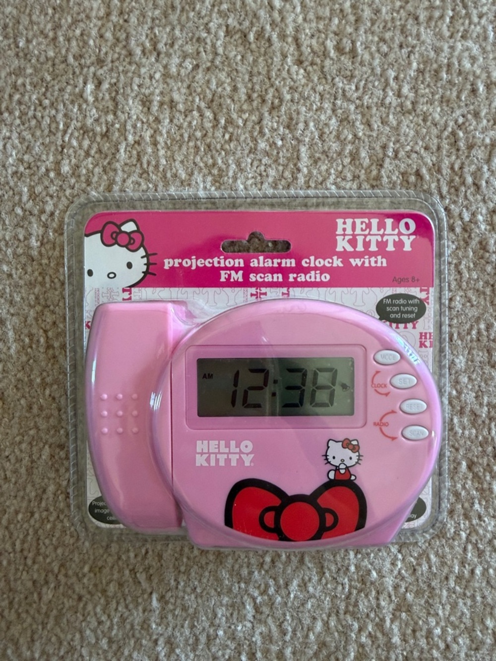 Hello Kitty Pink Digital Projection Alarm Clock with FM Scan